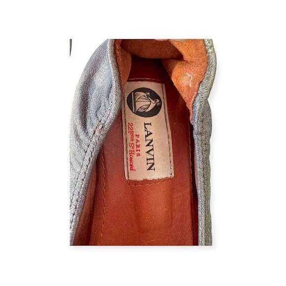 Lanvin Classic Ballerina Flats with Oversized Bows. Pewter leather. - Picture 7 of 13